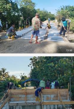 KODIM 1506/NAMLEA SEDANG MENGERJAKAN JEMBATAN DITIGA DESA WAEFLAN, WABLOY DAN DESA WAELEMAN 