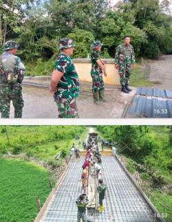 KOMANDAN KODIM 1506/NAMLEA TINJAU PEMBANGUNAN JEMBATAN GARUDA.