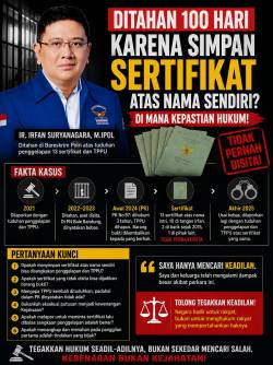 "Apakah Menyimpan Sertifikat Sendiri Bisa Dipidana?" Irfan Suryanagara Gugat Rasa Keadilan