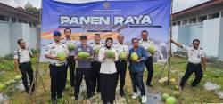 Program Ketahanan Pangan Berbuah Manis, Lapas Pangkalpinang Panen Ratusan Kilogram Semangka