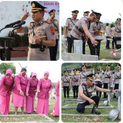 Jelang HUT Bhayangkara ke-80, Polres Tapanuli Tengah Gelar Upacara Ziarah di TMP Simare-Mare