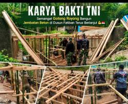 SEMANGAT GOTONG ROYONG BANGUN JEMBATAN BETON DI DUSUN FATIBAN TERUS BERLANJUT