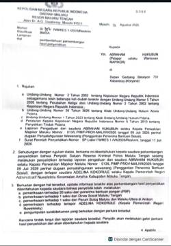SP2HP Polres Malteng : Dugaan Penyalahgunaan Wewenang Raja Negeri Adm Nuweletetu Adelina Kokorule, Segera Digelar Perkara