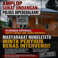 Amplop Surat Undangan Polres Dipersoalkan : 10 Korban Dipanggil, Hanya 5 Orang Yang Terima Undangan