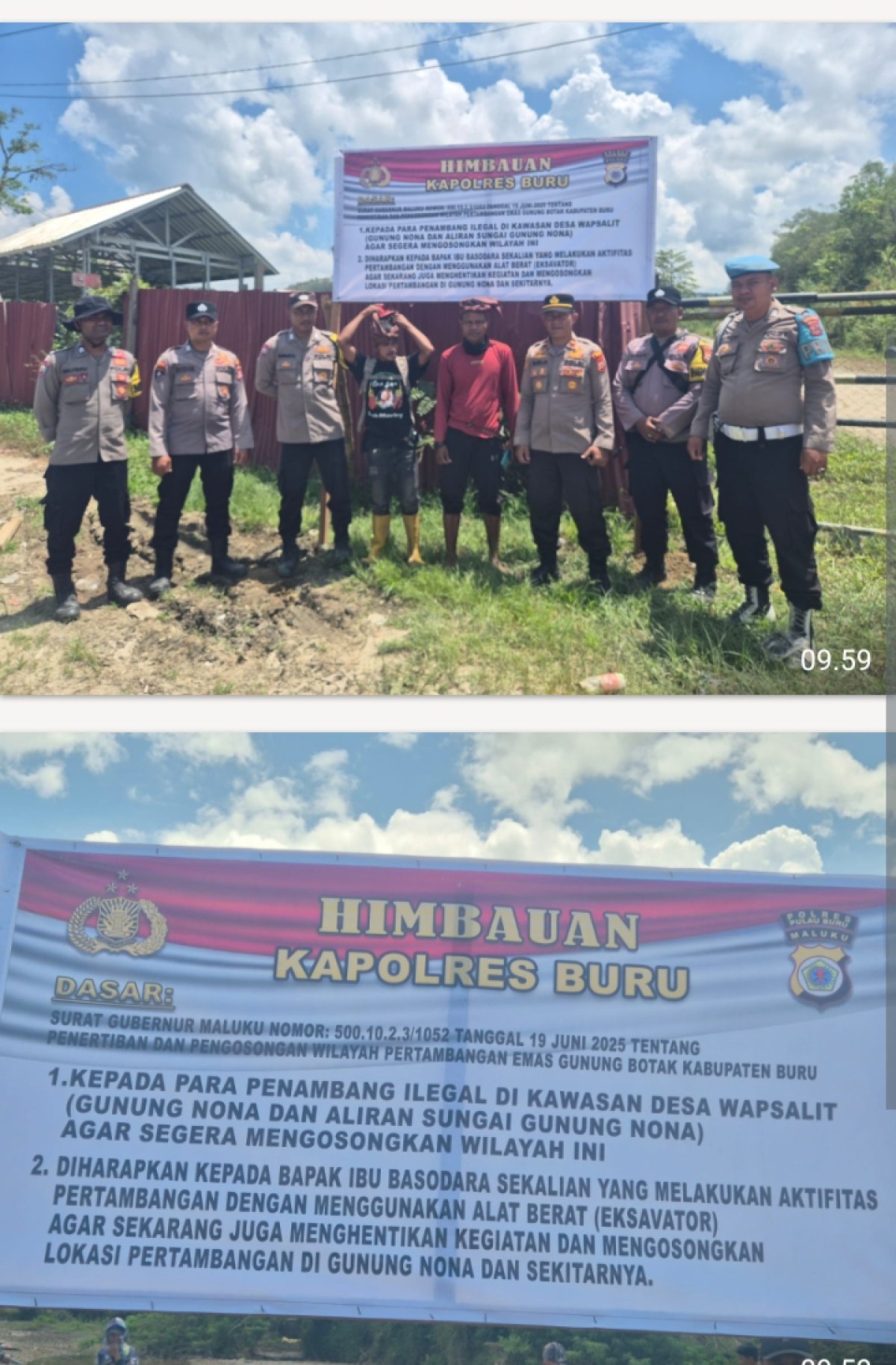 LANGKAH TEGAS KAPOLRES BURU PERINTAHKAN PENAMBANG ILEGAL KOSONGKAN GUNUNG NONA DAN WARAMSIAT