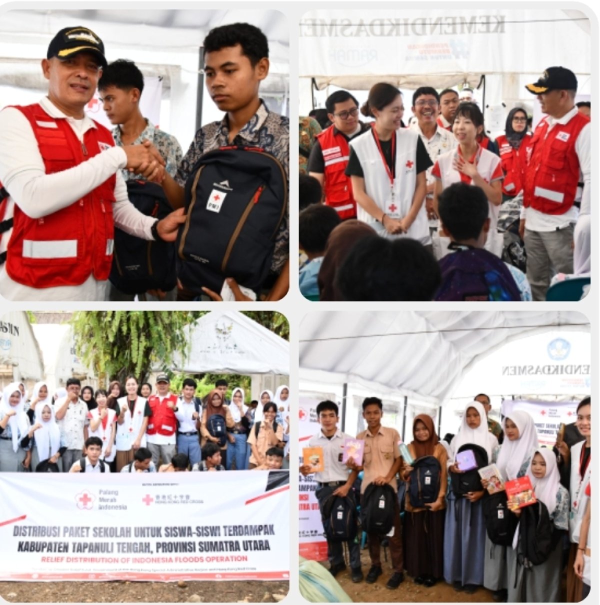 PMI Tapteng Bersama Hongkong Red Cross Serahkan 110 Paket Sekolah Untuk Siswa Terdampak Bencana di SMK N 1 Badiri