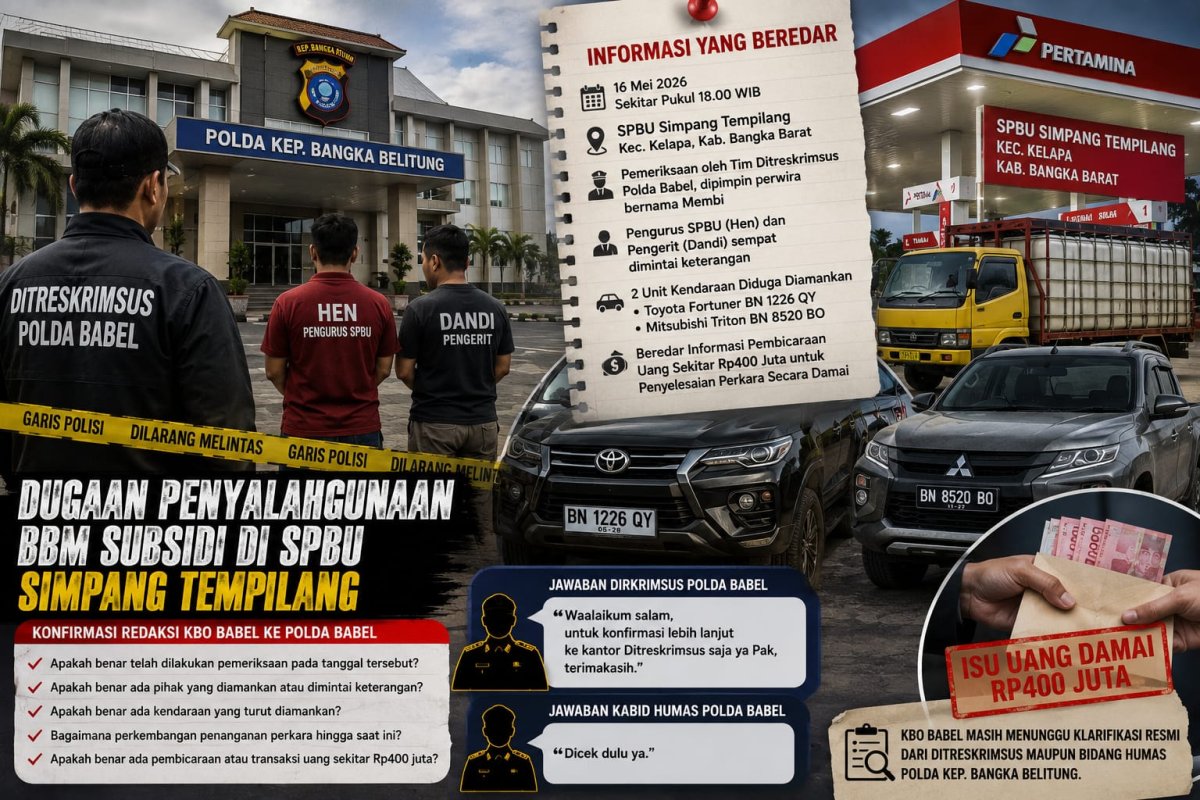 Dugaan Kasus BBM Subsidi di SPBU Simpang Tempilang Menggelinding, Polda Babel Belum Beri Penjelasan Lengkap