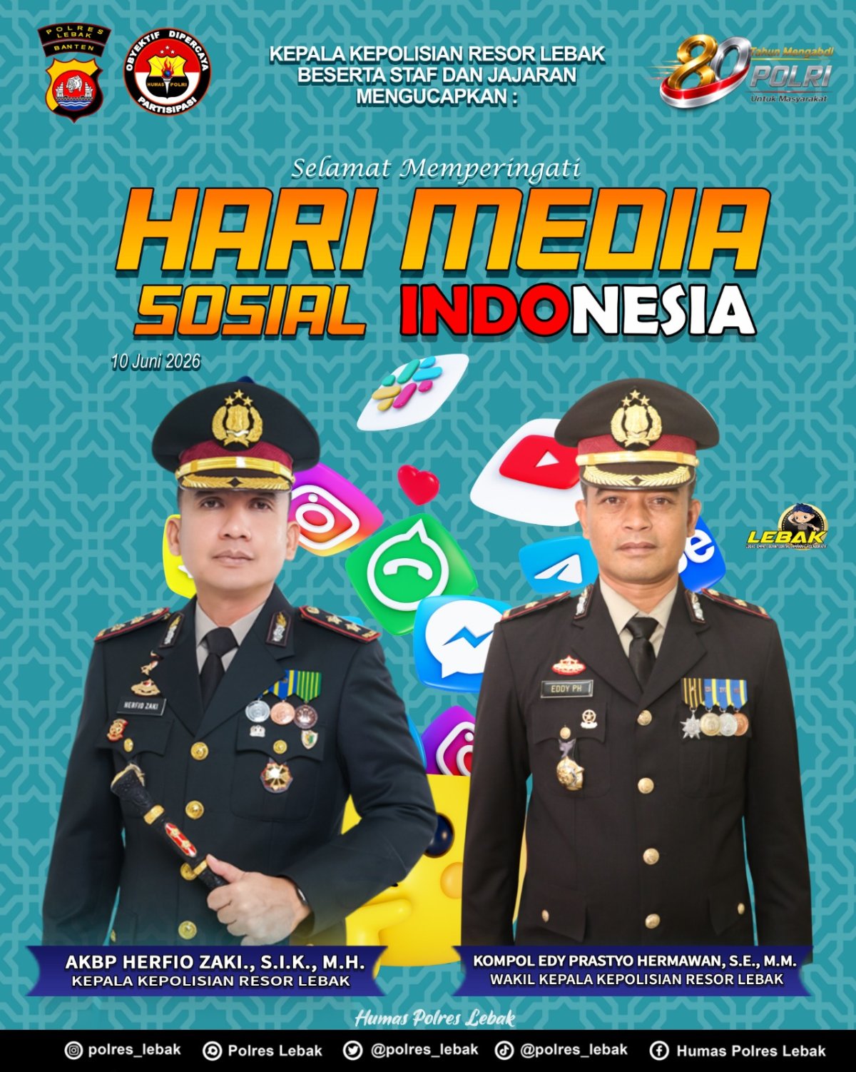 Kapolres Lebak Ajak Warga Sebarkan Konten Positif di Hari Media Sosial Indonesia 2026