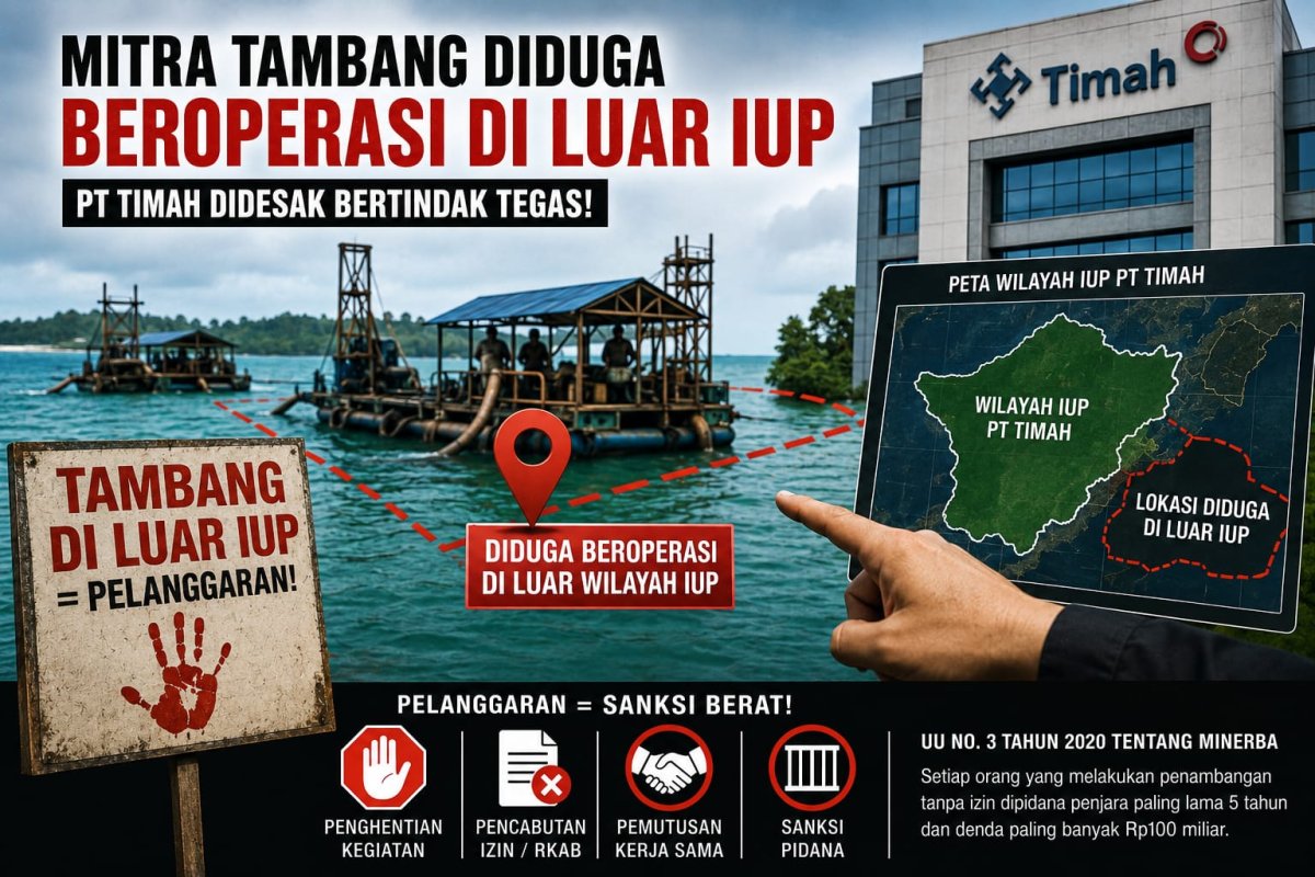 CV Milik Bos Timah Akbar Diduga Tambang di Luar IUP PT Timah, Publik Pertanyakan Ketegasan Perusahaan