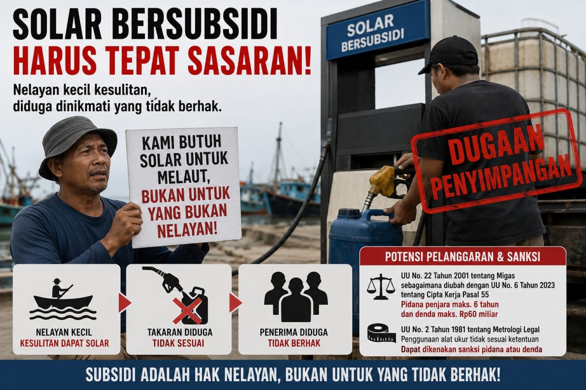 Nelayan Sulit Melaut, Solar Bersubsidi Diduga Mengalir ke Pihak Non-Nelayan