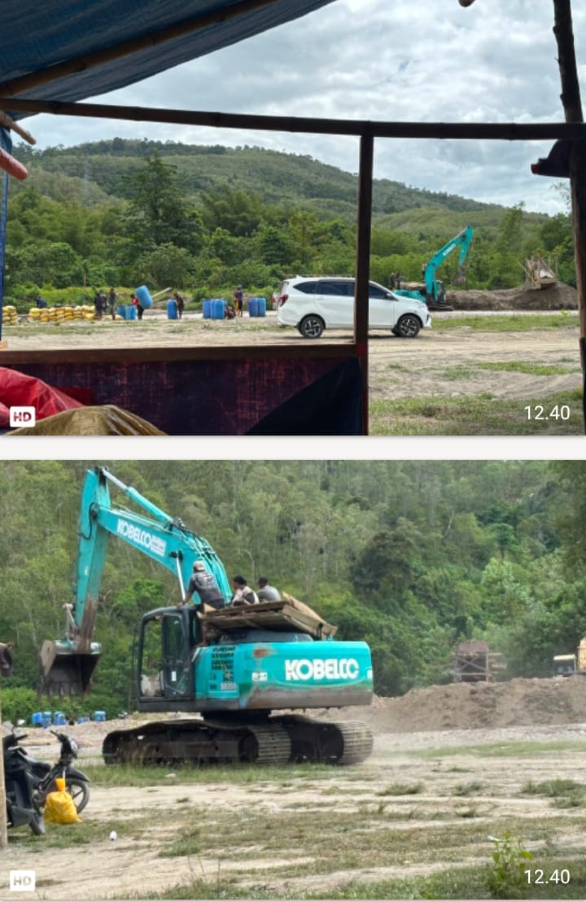 OKNUM MASYARAKAT PUNGLI DI EXCAVATOR TAMBANG EMAS ILEGAL GUNUNG NONA UNTUK KEPENTINGAN HUT POLRI