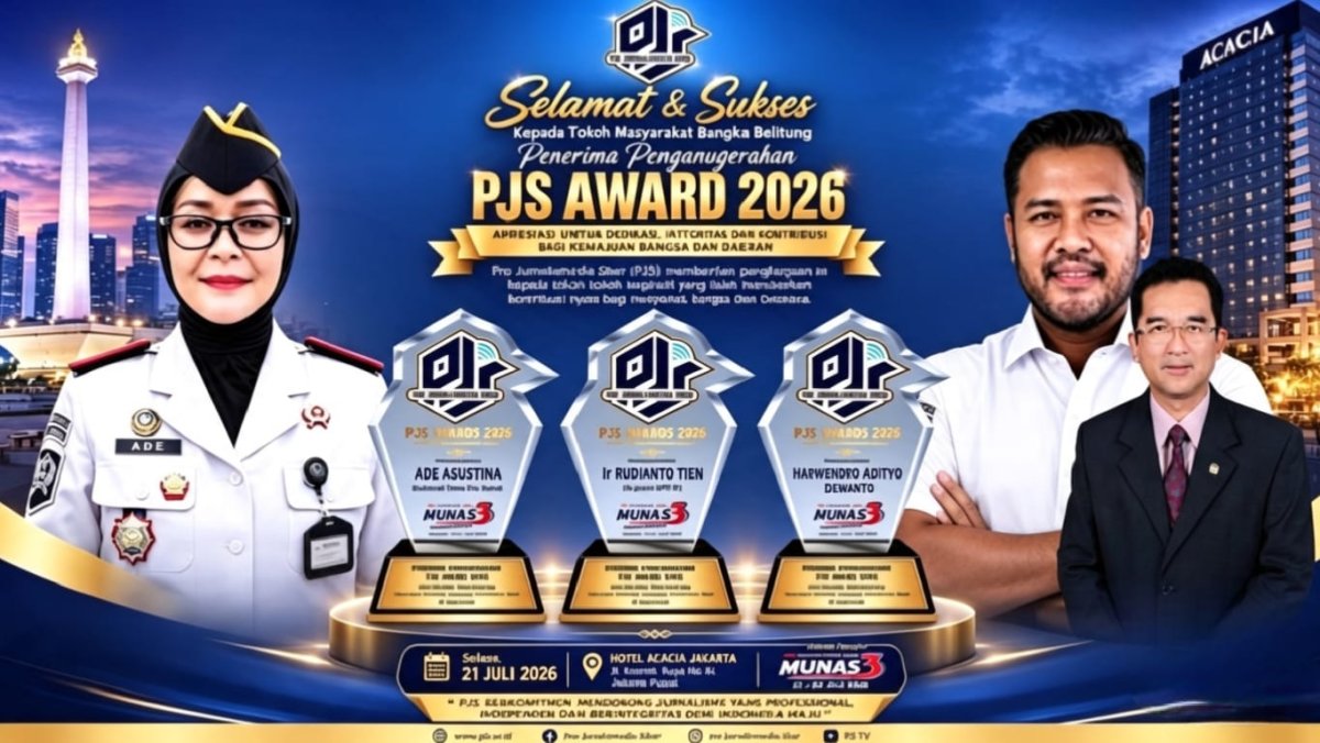 Harumkan Nama Bangka Belitung, Ade Agustina, Rudianto Tjen, dan Harwendro Dewanto Raih PJS Award 2026