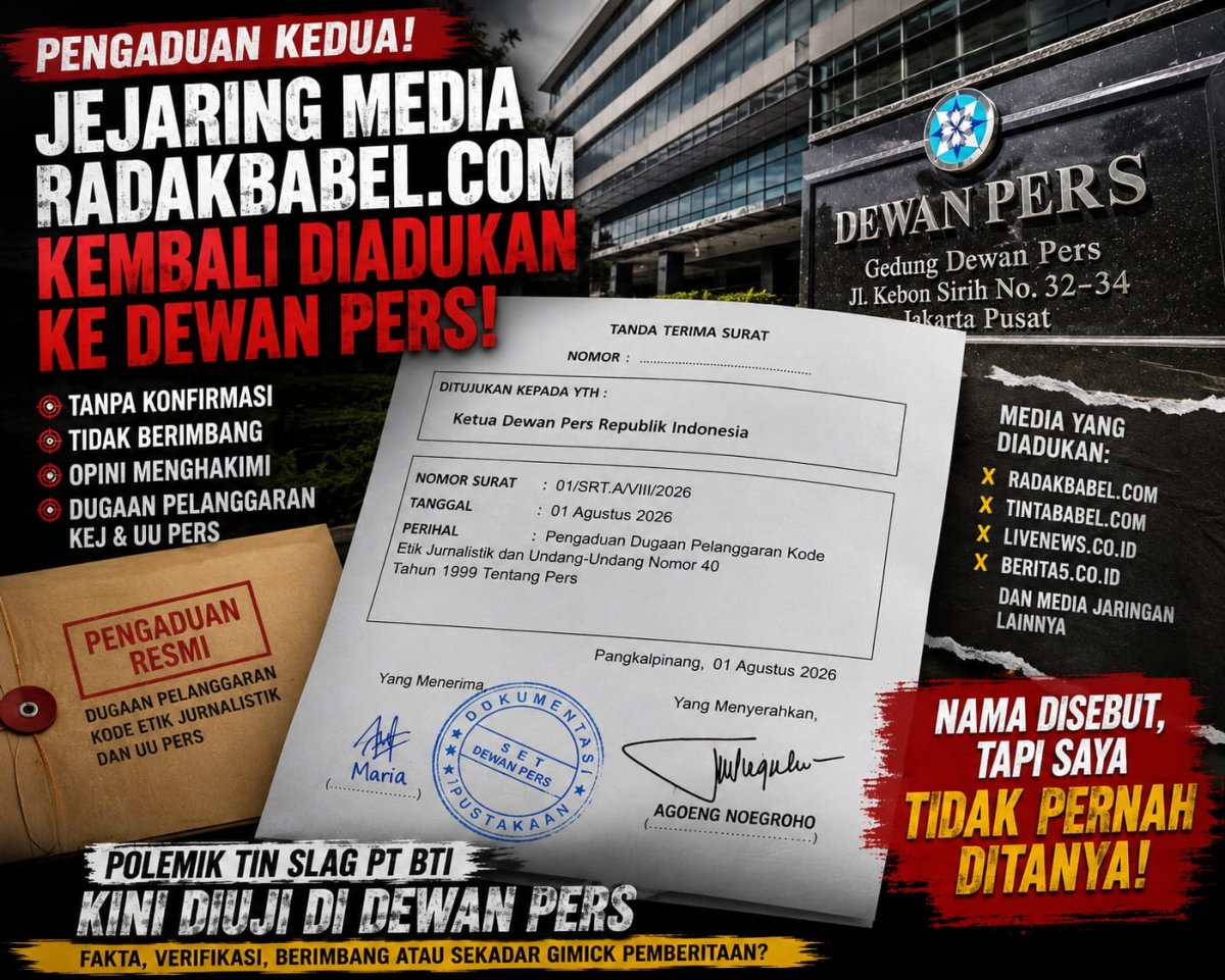 Usai Dirut BUMD Babel, Kini Agoeng Noegroho Adukan Jejaring Media RadakBabel.com ke Dewan Pers
