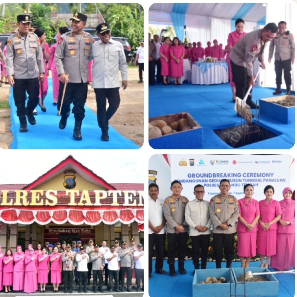 Bupati dan Wabup Tapteng Sambut Kunker Kapoldasu : Lakukan Groundbreaking Masjid Al Munawar dan Rusun Polres Tapteng