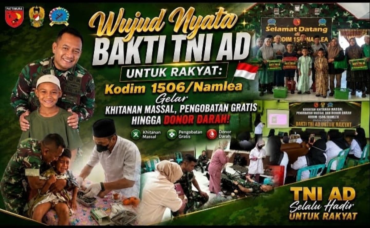 KODIM 1506/NAMLEA MENGGELAR KHITANAN MASAL PENGOBATN GRATIS DAN DONOR DARAH