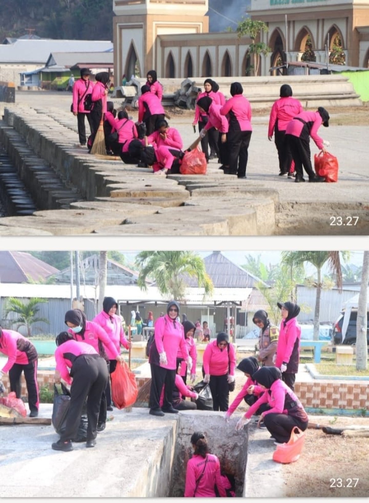SAMBUT HKGB, BHAYANGKARI POLRES BURU GELAR AKSI BERSIH PANTAI PMP NAMLEA