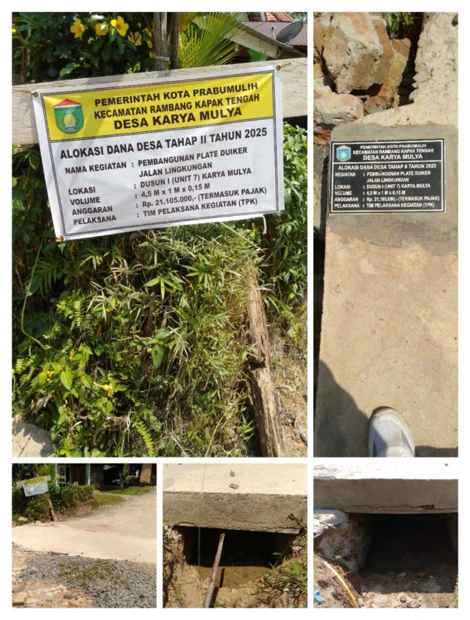 Pembangunan Plat Dekker Jalan Lingkungan Dusun Karya Mula Diduga Asal Asalan