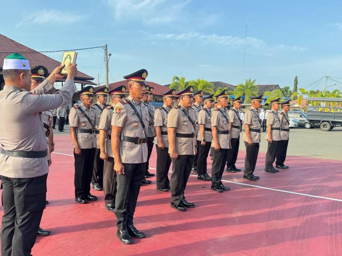 Kapolres Pidie Pimpin Upacara Sertijab Kabagops dan Kapolsek Jajaran